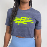 Rebellious™️ Clothing Co. - Women's Rebel Crop top shirt - Blue Steel / Neon Yellow