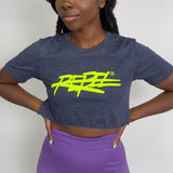 Rebellious™️ Clothing Co. - Women's Rebel Crop top shirt - Blue Steel / Neon Yellow