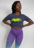 Rebellious™️ Clothing Co. - Women's Rebel Crop top shirt - Blue Steel / Neon Yellow