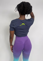 Rebellious™️ Clothing Co. - Women's Rebel Crop top shirt - Blue Steel / Neon Yellow