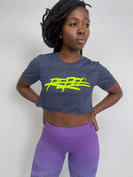 Rebellious™️ Clothing Co. - Women's Rebel Crop top shirt - Blue Steel / Neon Yellow