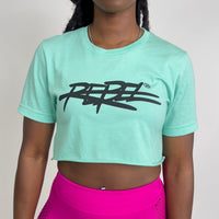 Rebellious™️ Clothing Co. - Women's Rebel Crop top shirt - Turquoise / Blk