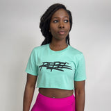 Rebellious™️ Clothing Co. - Women's Rebel Crop top shirt - Turquoise / Blk