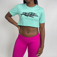 Rebellious™️ Clothing Co. - Women's Rebel Crop top shirt - Turquoise / Blk