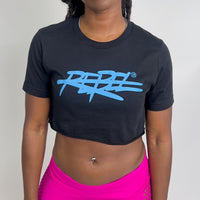 Rebellious™️ Clothing Co. - Women's Rebel Crop top shirt - Blk / Baby Blue