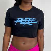 Rebellious™️ Clothing Co. - Women's Rebel Crop top shirt - Blk / Baby Blue