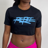 Rebellious™️ Clothing Co. - Women's Rebel Crop top shirt - Blk / Baby Blue