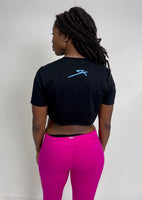 Rebellious™️ Clothing Co. - Women's Rebel Crop top shirt - Blk / Baby Blue